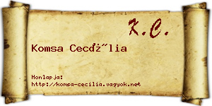 Komsa Cecília névjegykártya